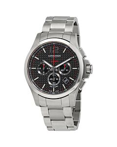Men's Conquest Chronograph Stainless Steel Carbon Fiber Dial Watch