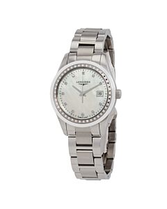 Men's Conquest Classic Stainless Steel Mother of Pearl Dial Watch