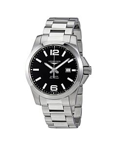 Men's Conquest Stainless Steel Black Dial