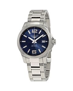 Men's Conquest Stainless Steel Blue Dial