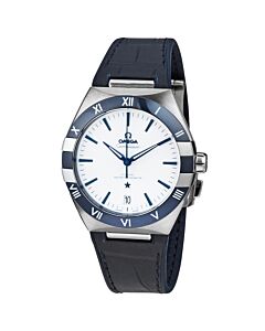 Men's Constellation Leather White Dial Watch