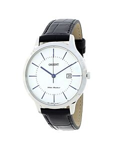 Men's Contemporary Crocodile Leather White Dial Watch