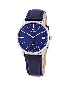 Men's Contemporary Leather Blue Dial Watch