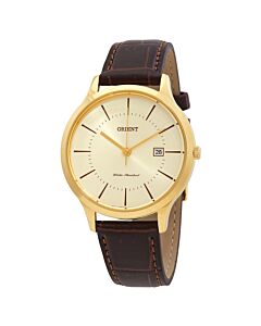 Men's Contemporary Leather Champange Dial Watch