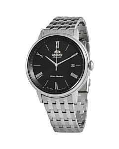 Men's Contemporary Stainless Steel Black Dial Watch