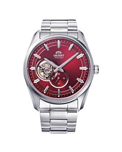 Men's Contemporary Stainless Steel Red Dial Watch