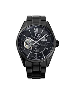 Men's Contemporary Stainless Steel Skeleton Dial Watch