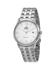 Men's Contemporary Stainless Steel White Dial Watch