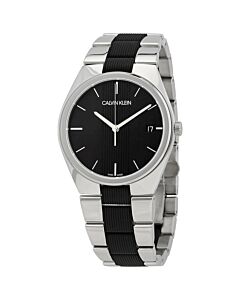 Men's Contra Stainless Steel with a Black Silicone Center Black Dial Watch