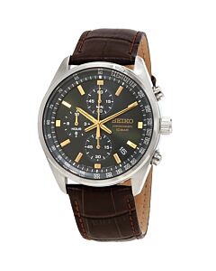 Men's Core Chronograph Leather Green Dial Watch