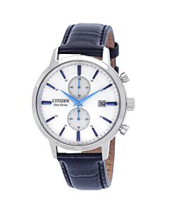 Men's Core Collection Chronograph Leather White Dial Watch