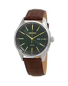 Men's Core Leather Green Dial Watch