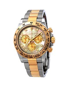 Men's Cosmograph Daytona Chronograph Stainless Steel and 18K Yellow Gold Rolex Oyster Black Mother Of Pearl Dial