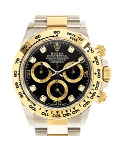 Men's Cosmograph Daytona Chronograph Stainless Steel and 18kt Yellow Gold Oyster Black Dial Watch