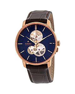 Men's Coupole Classic Open Heart Leather Blue Dial Watch