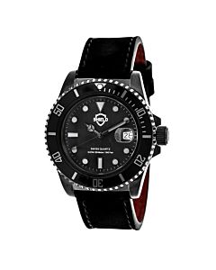 Men's Cousteau Suede Overlaid Leather Black Dial