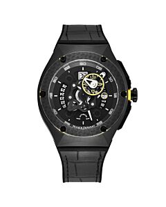 Men's Crazy Wheel Leather Black (Skeleton) Dial Watch