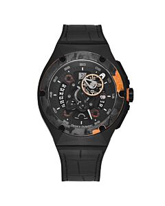 Men's Crazy Wheel Leather Black Dial Watch