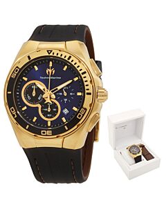Men's Cruise Chronograph Silicone and Leather Blue Dial Watch