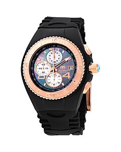 Men's Cruise Jellyfish Chronograph Rubber Black Mother of Pearl Dial Watch