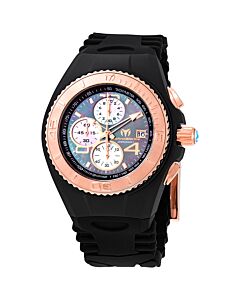 Men's Cruise JellyFish Chronograph Silicone Black Mother of Pearl Dial Watch