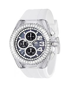 Men's Cruise Chronograph Silicone Black Mother of Pearl (Crystal-set) Dial Watch