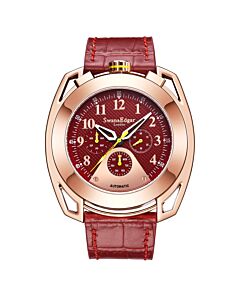 Men's Crusader Leather Red Dial Watch
