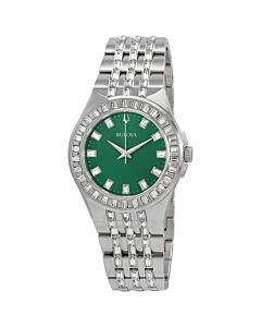 Men's Crystal Stainless Steel set with Baguette Crystals Green Dial Watch