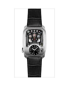 Men's Cuadro Leather Black Dial Watch