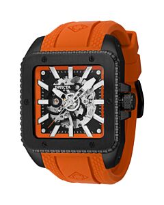 Men's Cuadro Silicone Orange Dial Watch
