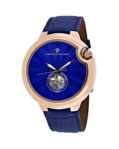Men's Cyclone Automatic Leather Blue Dial Watch