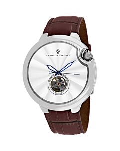 Men's Cyclone Automatic Leather Silver Dial Watch