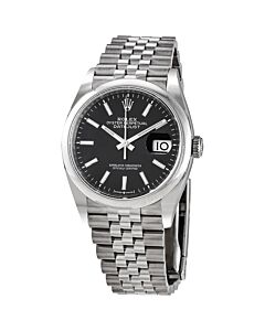Men's Datejust 36 Stainless Steel Rolex Jubilee Black Dial Watch
