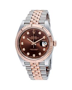Men's Datejust 41 Stainless Steel and 18kt Everose Gold Rolex Jubile Chocolate Dial
