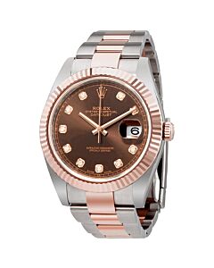 Men's Datejust 41 Stainless Steel and 18kt Everose Gold Rolex Oyster Chocolate Dial