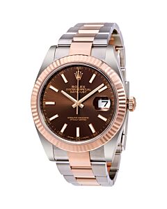 Men's Datejust Stainless Steel and 18kt Everose Gold Rolex Oyster Chocolate Dial Watch