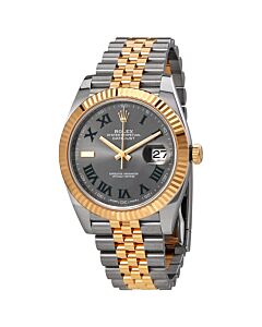 Men's Datejust Stainless Steel and 18kt Yellow Gold Rolex Jubilee Slate Dial Watch