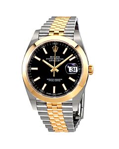 Men's Datejust Stainless Steel with 18kt Yellow Gold Rolex Jubile Black Dial Watch
