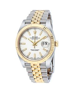 Men's Datejust 41 Stainless Steel with 18kt Yellow Gold Rolex Jubile White Dial