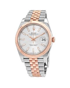 Men's Datejust Stainless Steel and 18kt Everose Gold Jubilee Silver, Fluted Motif Dial Watch