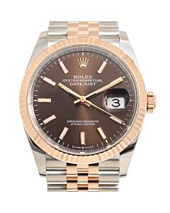 Men's Datejust Stainless Steel and 18kt Rose Gold Jubilee Brown Dial Watch