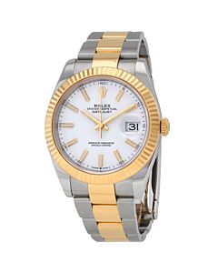 Men's Datejust Stainless Steel and 18kt Yellow Gold Rolex Oyster White Dial Watch