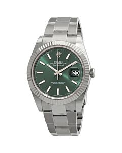 Men's Datejust Stainless Steel and White Gold Oyster Mint Green Dial Watch