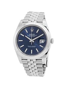 Men's Datejust Stainless Steel Jubilee Bright Blue Fluted Motif Dial Watch