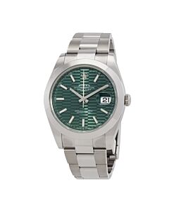 Men's Datejust Stainless Steel Oyster Mint Green Fluted Motif Dial Watch