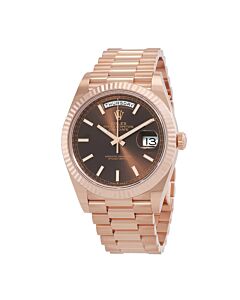 Men's Day-Date 18kt Everose Gold President Chocolate Dial Watch