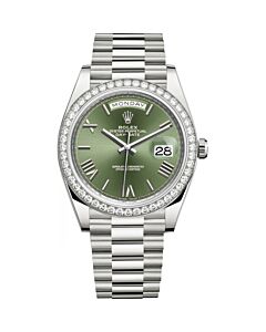 Men's Day-Date 18kt White Gold President Green Dial Watch