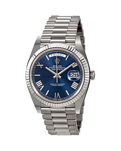 Men's Day-Date 40 18kt White Gold Rolex President Blue Dial Watch