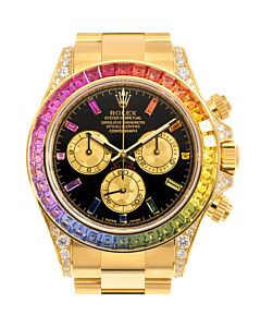 Men's Daytona Chronograph 18kt Yellow Gold Black Dial Watch
