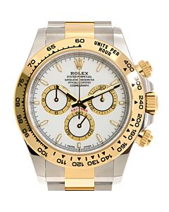 Men's Daytona Chronograph Stainless Steel and 18kt Yellow Gold Oyster White Dial Watch